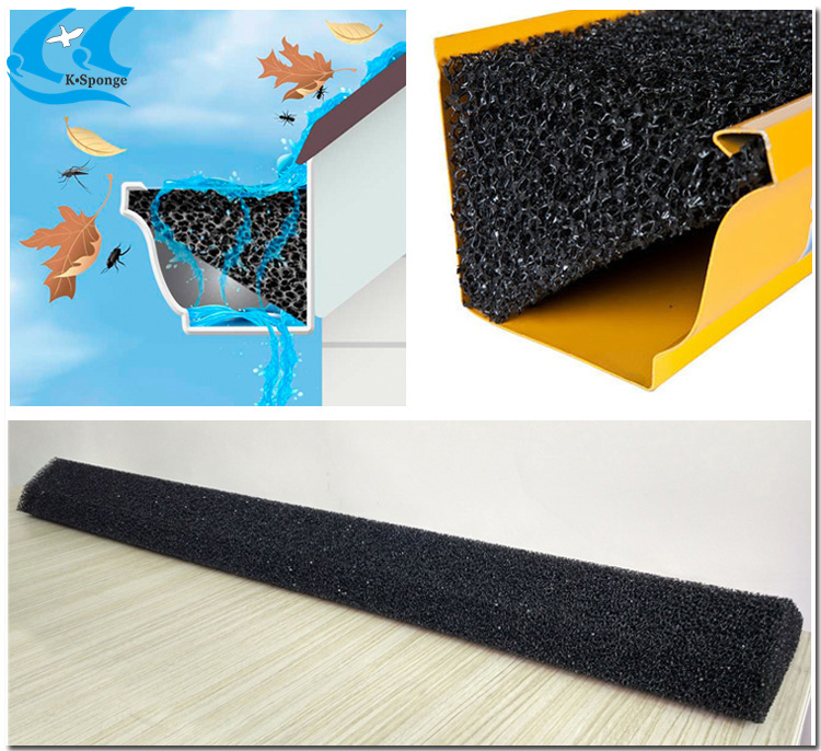 Anti-UV Roof leaf gutter guard wedge protection sponge silicone reticulated reticulation rain gutter filter foam